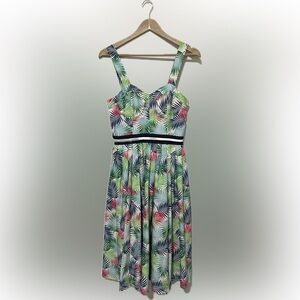 eShakti Colorful Palm Print Midi Sundress-Size Small (6)